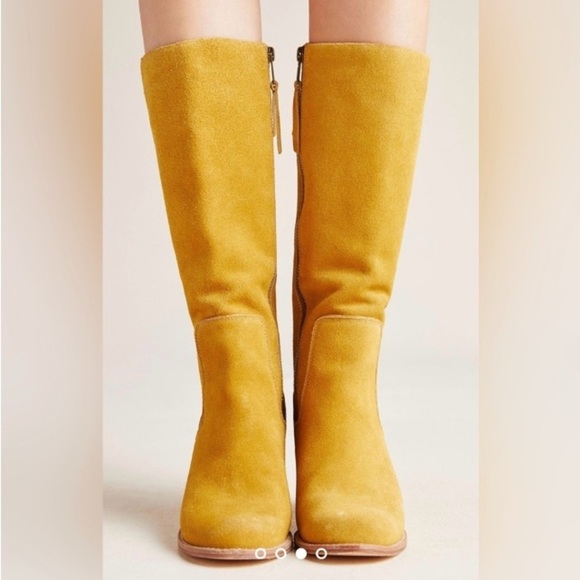 Anthropologie Bill Blass Becket Suede Leather Knee High Boots Sz 6 Hippie Office - Picture 4 of 16